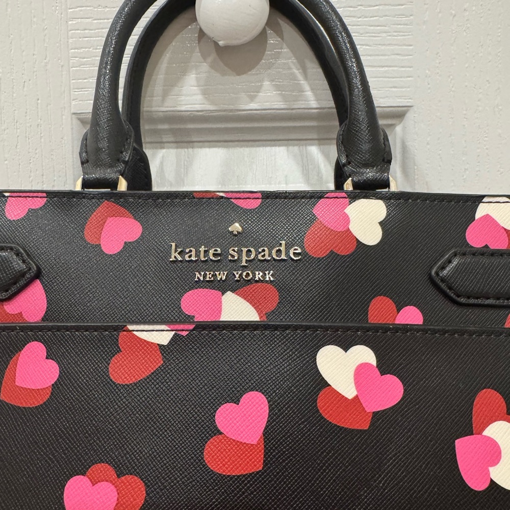 Kate Spade Black Satchel with Pink and Red Hearts - Picture 13 of 13